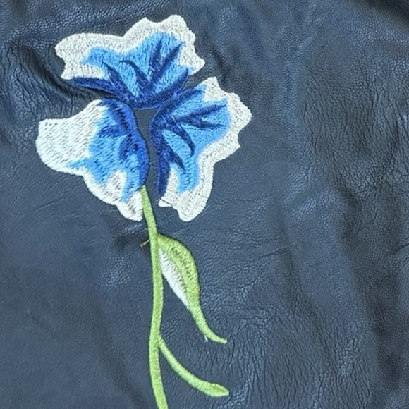 Vegan leather, embroidered, studded moto jacket, zippers, Ci Sono by Cavalini - Picture 9 of 9